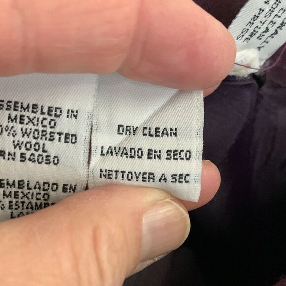 Plum Burgundy Wool Gabardine Lined Pencil Skirt Size 10P - Picture 10 of 14